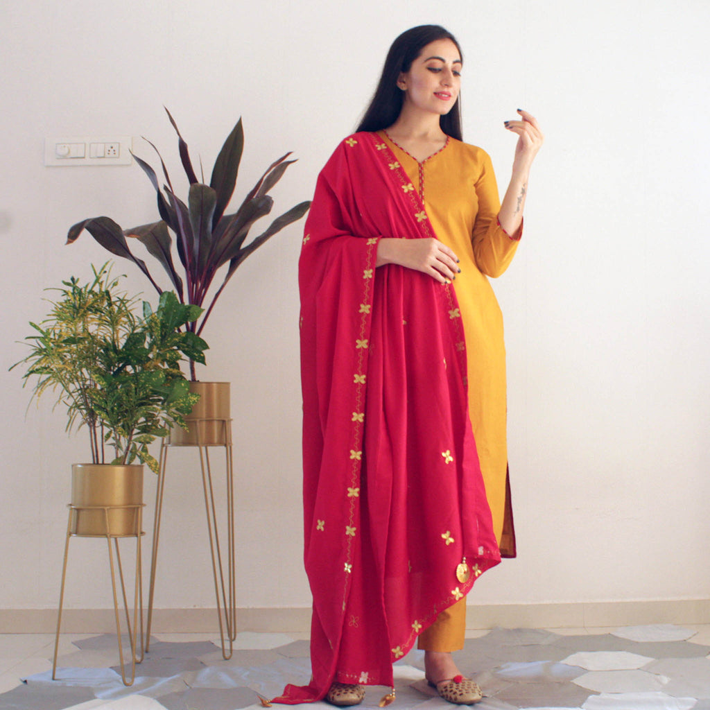 Ready to wear Gold Mustard suit set YouNari