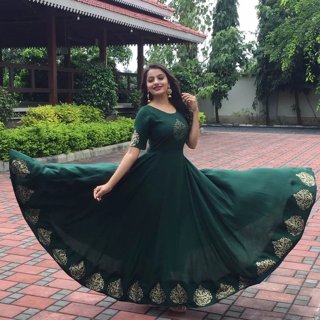 Green colour long new arrivals frocks