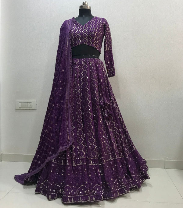 Ready to wear Purple Chikankari Lehenga Choli set