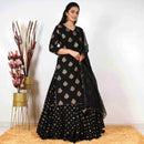 Ready to wear Black Pearl Gold printed Dress