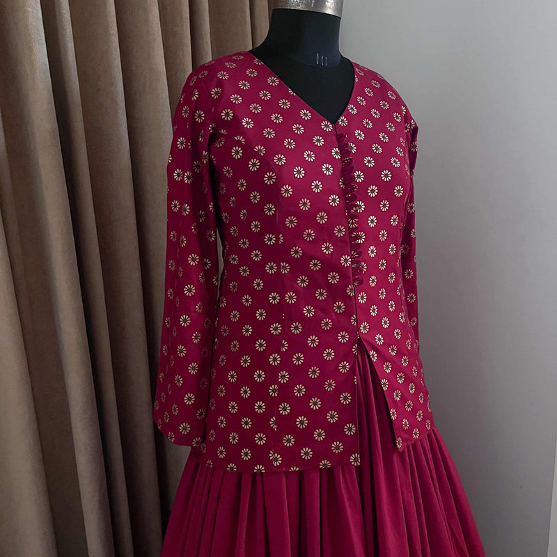 Ready to wear Royal Maroon Indowestern Dress