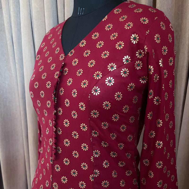 Ready to wear Royal Maroon Indowestern Dress