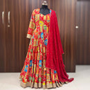Ready to wear Multi Colour Printed Embrodaired Gown Dress