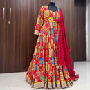 Ready to wear Multi Colour Printed Embrodaired Gown Dress