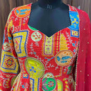 Ready to wear Multi Colour Printed Embrodaired Gown Dress