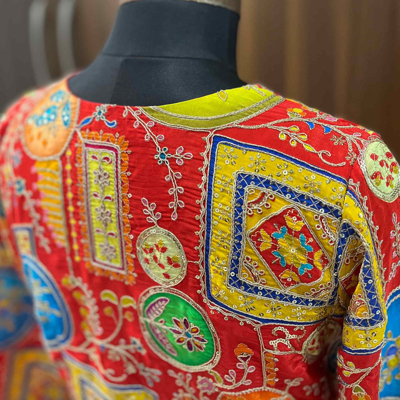 Ready to wear Multi Colour Printed Embrodaired Gown Dress