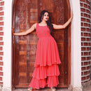 Peach georgette sharara with kurti