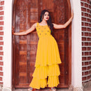 Yellow georgette sharara dress design
