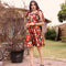 Flower printed western wear midi dress for women's