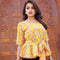 western wear yellow cotton top for jeans