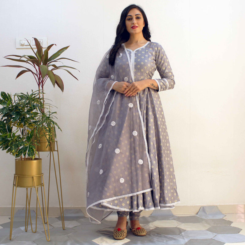 Ready to wear Dolphin Gray Churidar suit set