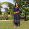 Navy blue block printed cotton kurta with plazzo 