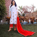 White and red cotton dress