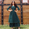 Green cotton fusion dress with plazzo
