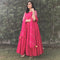 Pink long gown with lehriya dupatta