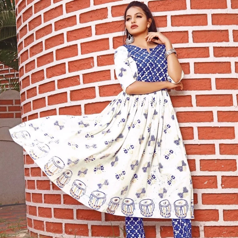 Ready to wear off white block printed dress