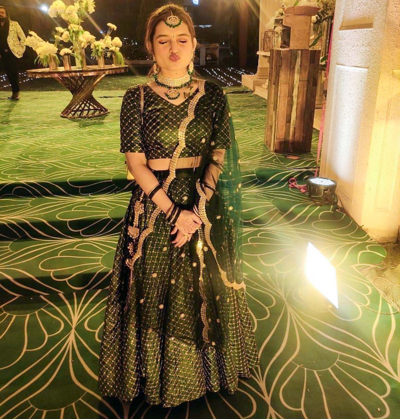 Ready to wear green sequence work lehnga choli