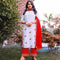 Cotton dress with red dupatta and salwar