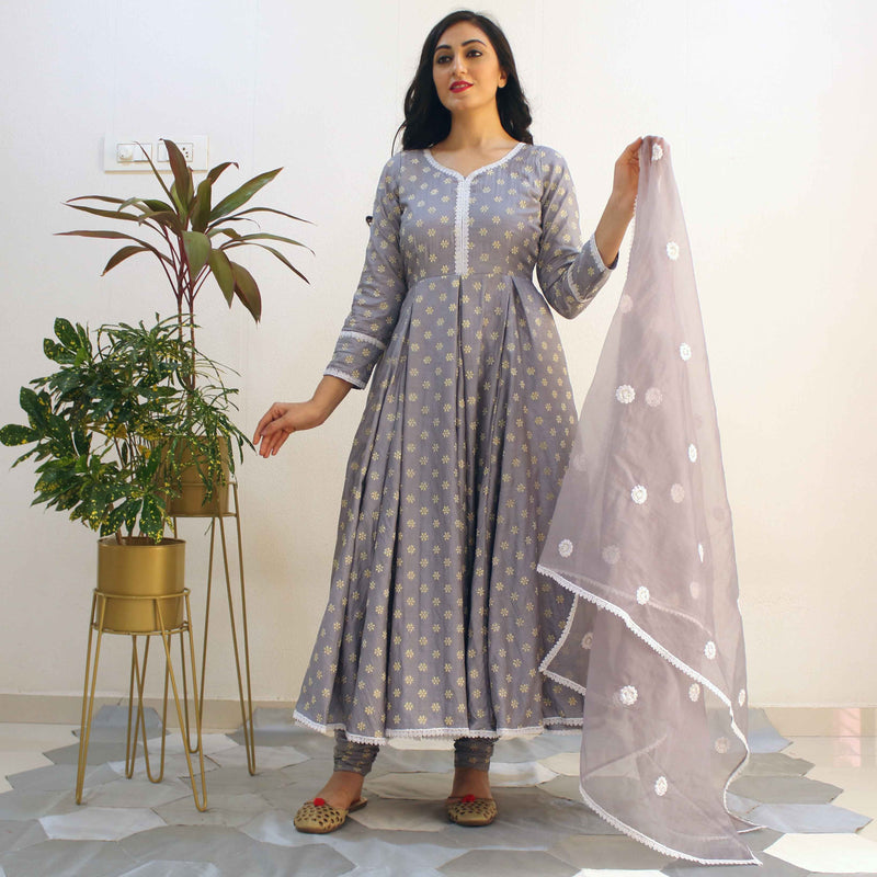 Ready to wear Dolphin Gray Churidar suit set