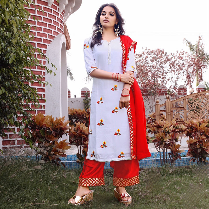 White cotton suit 