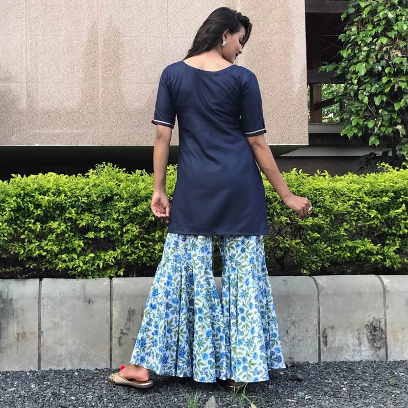 navy blue sharara set