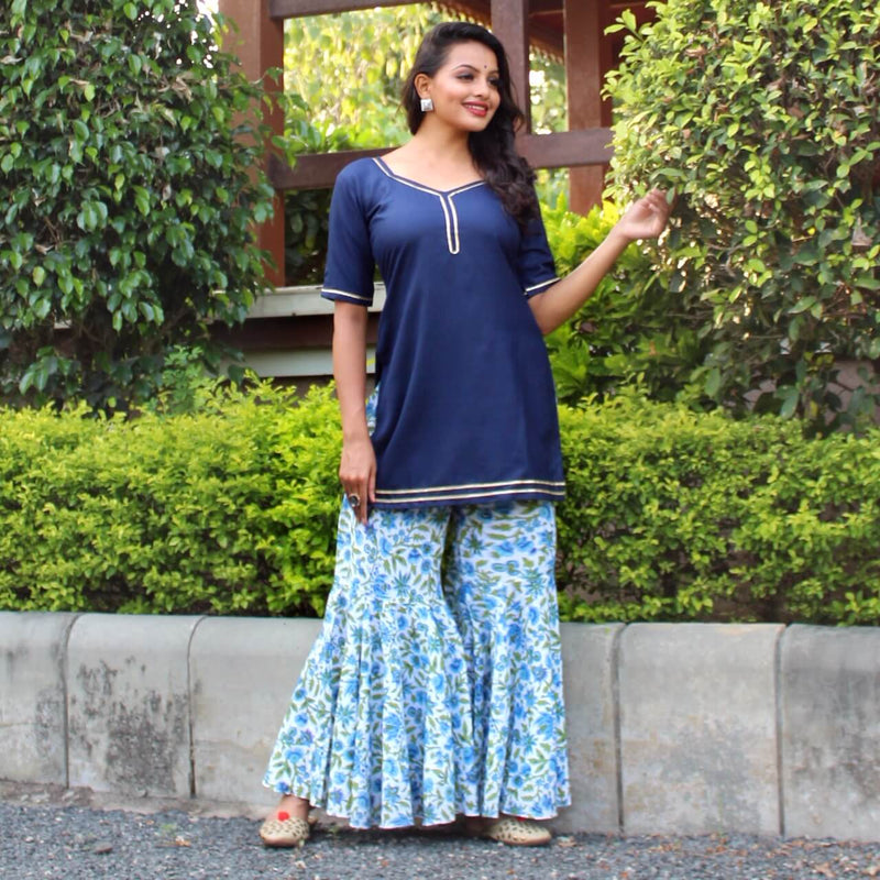 block printed sharara kurta desgin