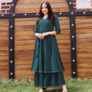 Green cotton kurta with plazzo suit