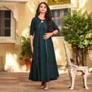 Green cotton dress with lace