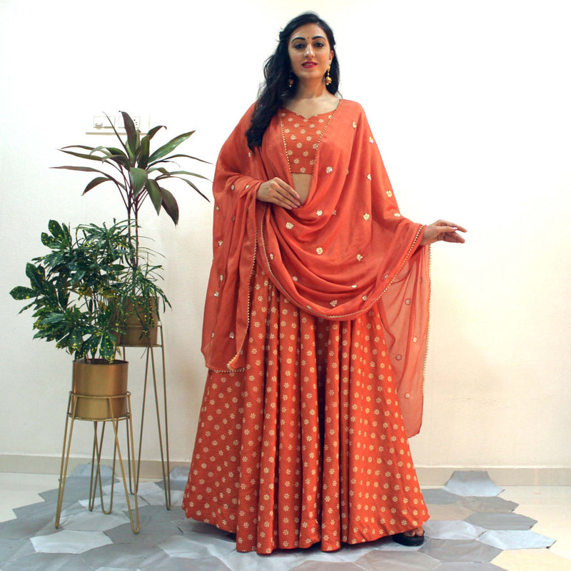 Ready to wear coral peach lehenga choli set