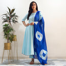 Ready to wear sky Ink-blue shibori print suit set