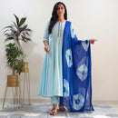 Ready to wear sky Ink-blue shibori print suit set