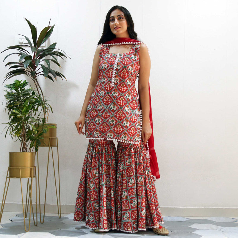 Ready to wear Patan print sharara set YouNari