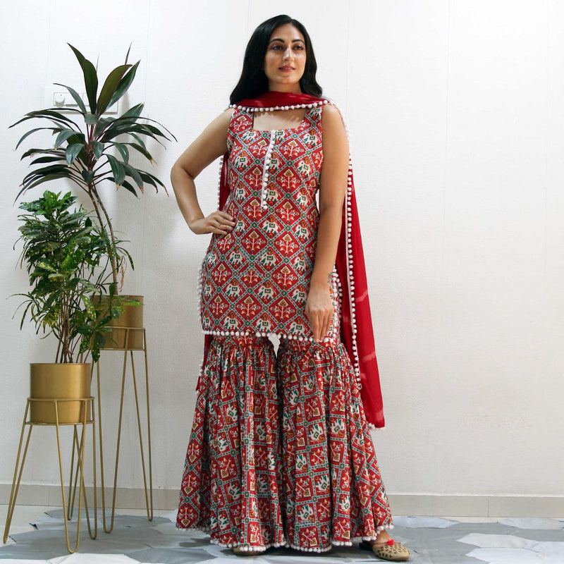 Ready to wear Patan print sharara set