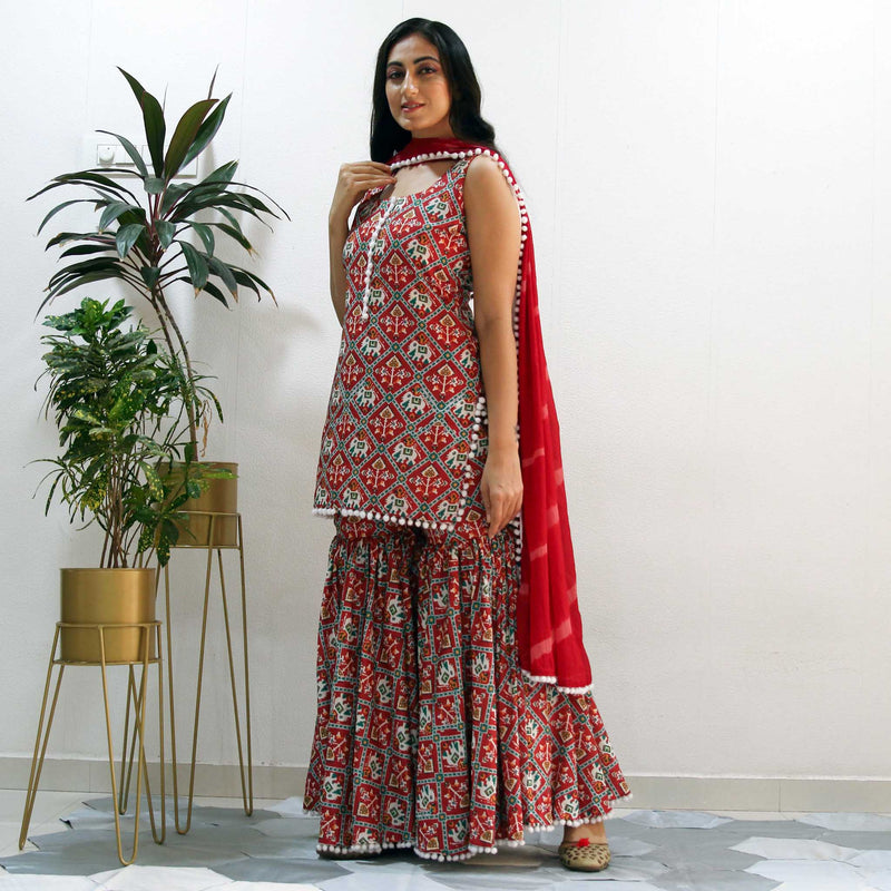 Ready to wear Patan print sharara set