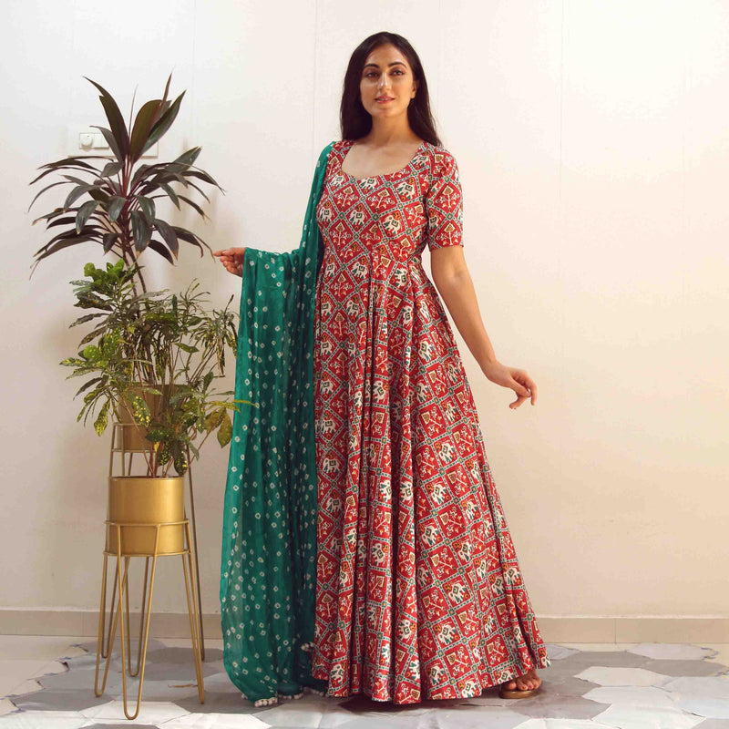 Ready to wear rajwadi printed Gown