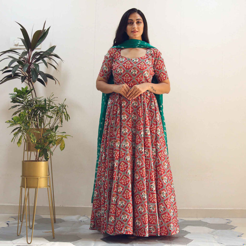 Ready to wear rajwadi printed Gown
