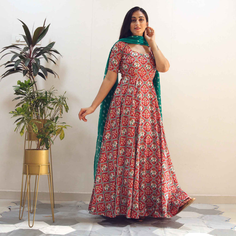 Ready to wear rajwadi printed Gown