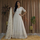 Ready to wear Off white Lucknowi Chikankari Annarkali Gown