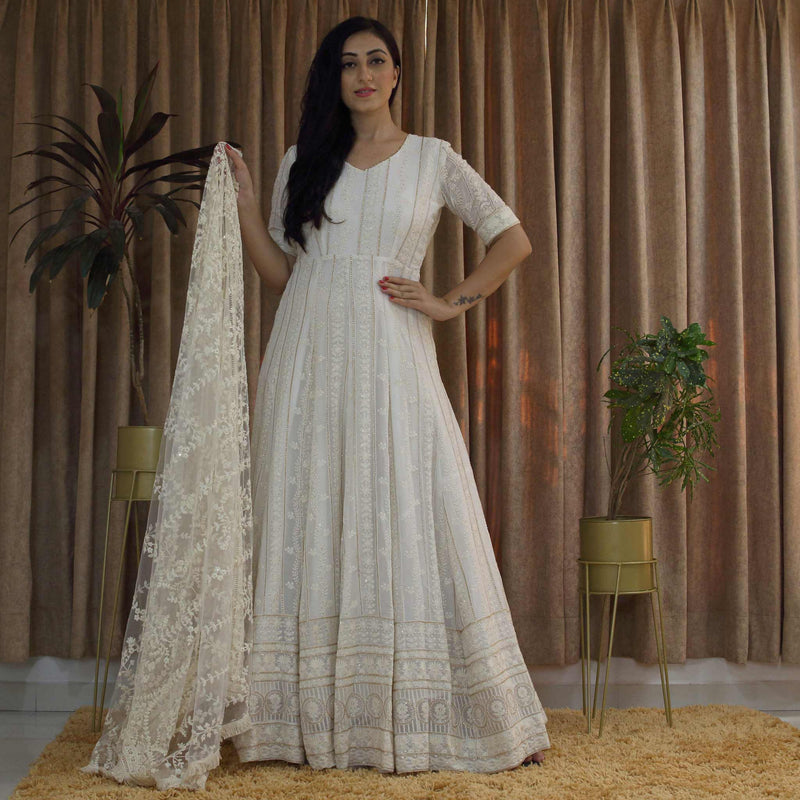 lucknowi dress design Lucknow Chikankari Kurta / Light Orange /liner included / in US