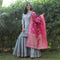 Gray sharara set with pink dupatta