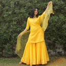 yellow sharara kurta set younari