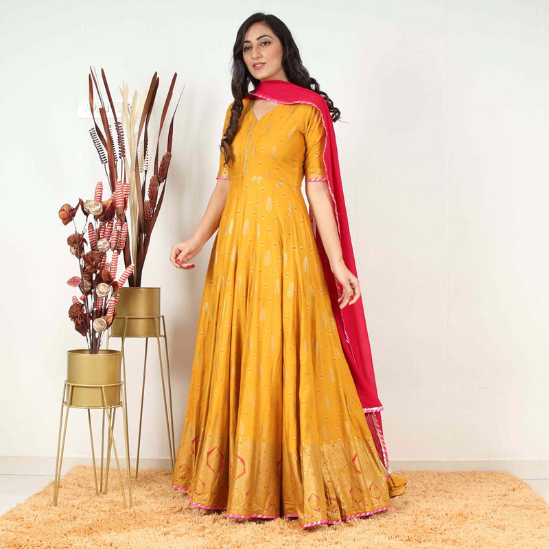 Mustard Yellow Heavy Designer Sequence Work Traditional/Festive Special  Anarkali Gown with Jacket - Indian Heavy Anarkali Lehenga Gowns Sharara  Sarees Pakistani Dresses in USA/UK/Canada/UAE - IndiaBoulevard