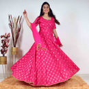 Ready to wear Hot Pink Chikankari Lucknowi Gown