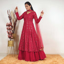 Ready to wear Jazzberry jam Chikankari indowestern Dress