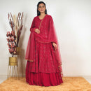 Ready to wear Jazzberry jam Chikankari indowestern Dress