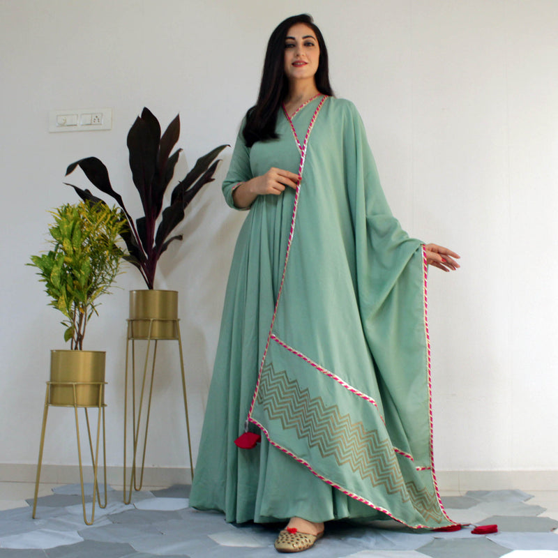 Ready to wear Neptune Green gown