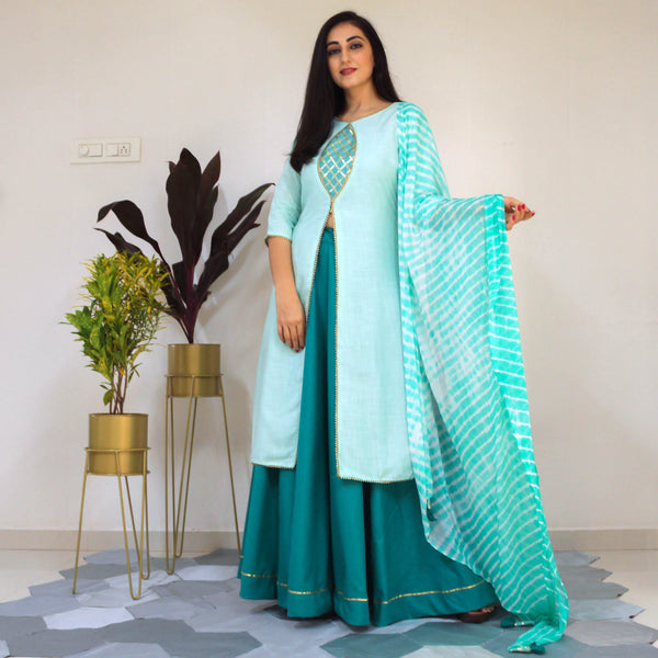 Ready to wear Sky leaf suit set