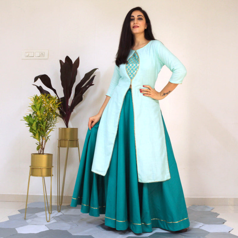 Ready to wear Sky leaf suit set