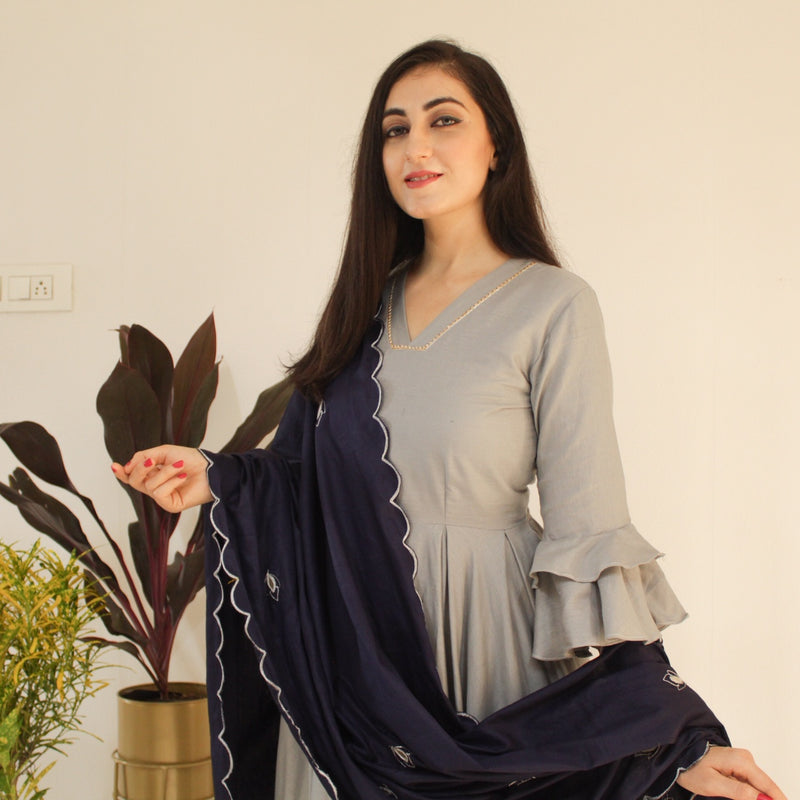 Ready to wear silver gray gown
