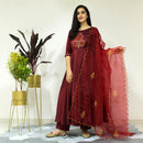 YOUNARI GARNET JAM SUIT SET WITH DUPATTA